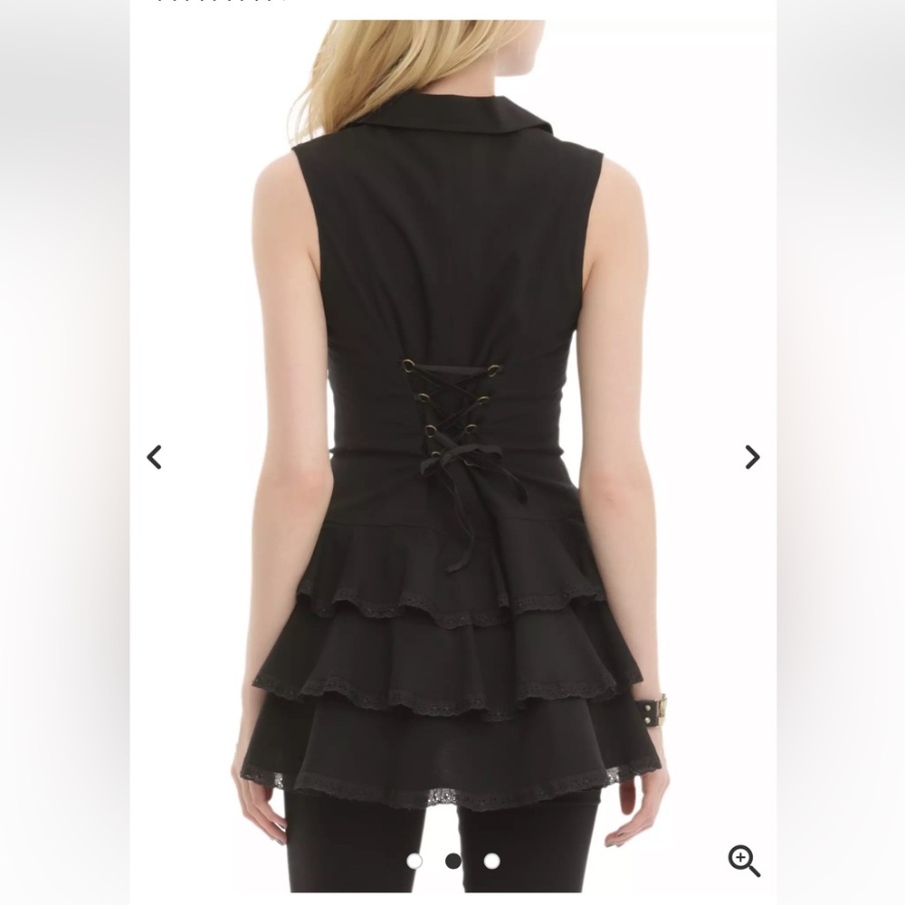 Spin doctor Black Ruffled Tiered Steampunk Blazer goth witchy Beatrice waistcoat - Picture 3 of 14